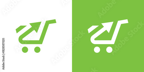 A dual-meaning logo combining a shopping trolley with a dynamic arrow, symbolizing fast service, efficient delivery, and forward-moving retail solutions.