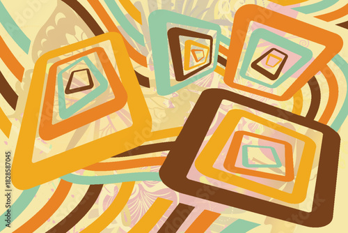 unique retro square flower grunge element decorative background