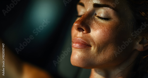 Breathing, relax and woman on reformer machine in studio for cool down exercise for wellness. Peace, equipment and calm female person with recovery on break for pilates class workout in health gym.