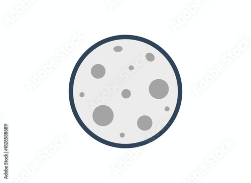 A monochrome line‑art icon of a full moon with craters, depicted as a simple, flat vector circle with a porous surface, set against a white background to represent clear nighttime weather