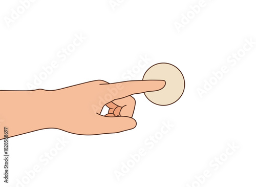 A hand grips an art sponge, with the artist's arm using a soft foam tool to remove excess paint; fingers squeeze the microporous material, serving as a drawing instrument, depicted in a flat vector