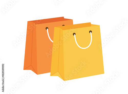 Polyethylene bags, newly folded cellophane polythene grocery packages, clean disposable containers with handles for food and waste, flat vector illustration on a white background