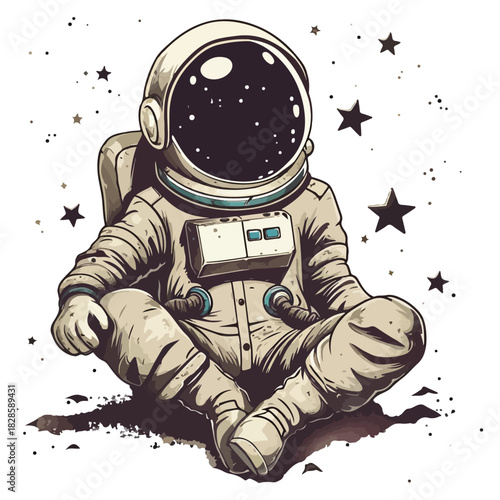 distressed of a cartoon laughing astronaut