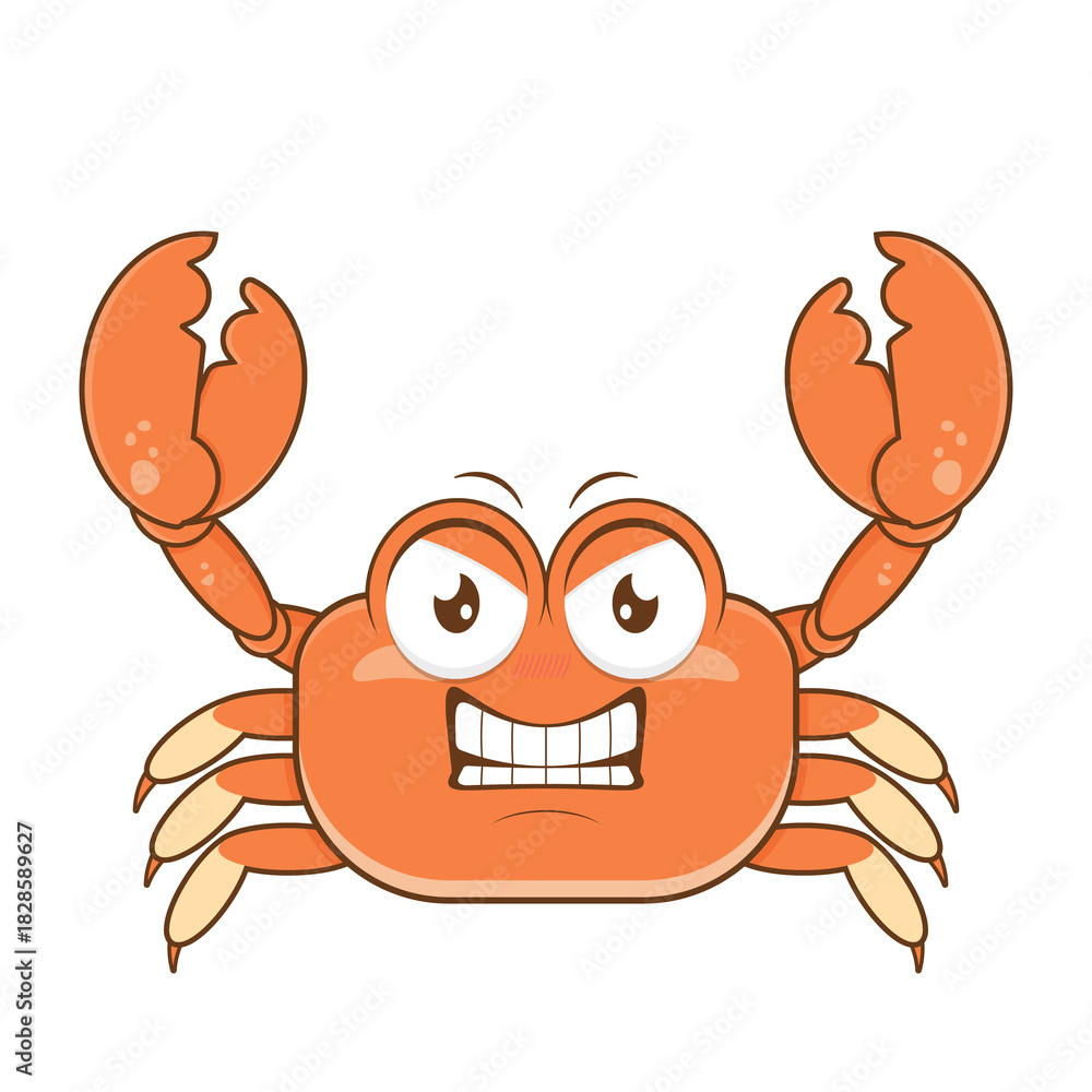 Fototapeta premium crab angry face cartoon cute