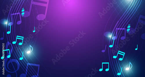 grafica, note, musica, pentagramma, onda, ondulato, melodia,