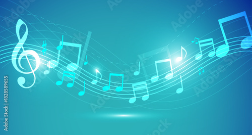 grafica, note, musica, pentagramma, onda, ondulato, melodia,