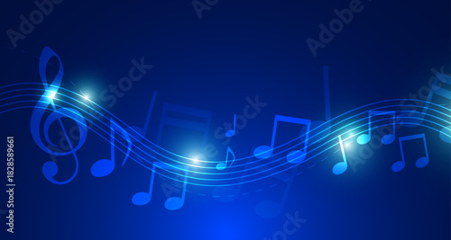 grafica, note, musica, pentagramma, onda, ondulato, melodia,