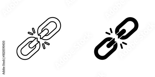 Show vulnerability or disconnection using a broken link icon in a minimalist design for your project