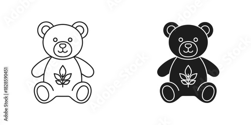 Adorable monochrome teddy bear icons perfect for baby shower invitations and nursery decor projects