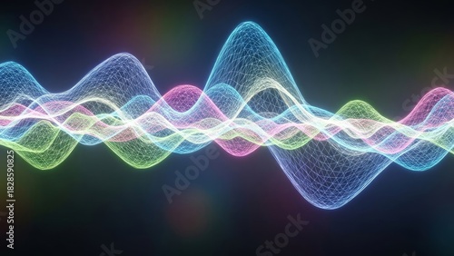 Visualize data with this stunning colorful sound wave pattern against a dark backdrop, creating a modern and dynamic background for innovative concepts