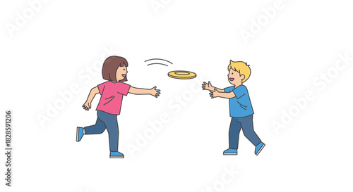 Kids Playing Frisbee Fun and Active Recreation with a Flying Disc