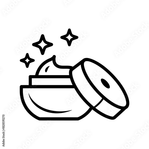 Minimalist depiction of a cosmetic cream jar showcasing skincare and beauty elegance vector illustration