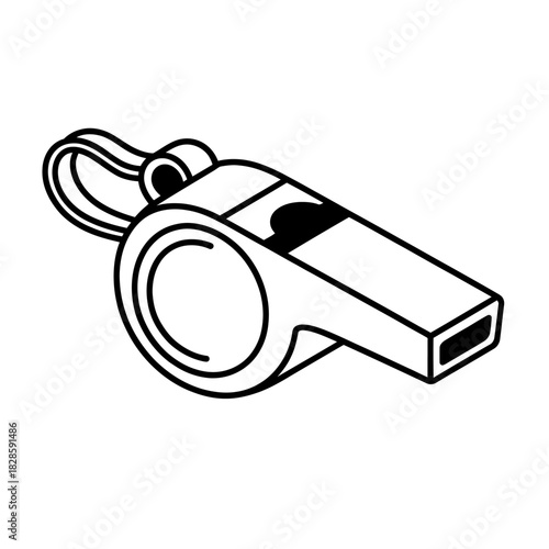 Illustration of a Classic Sports Whistle with a Lanyard Isolated on White Background a Symbol of Authority and Communication