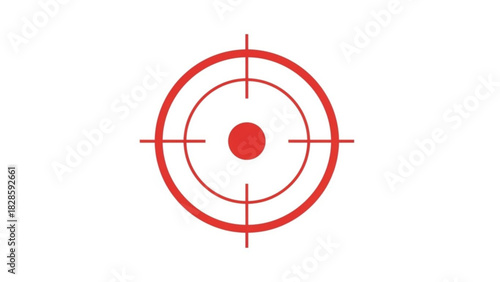 Red target with concentric circles and crosshairs on a white background illustration design