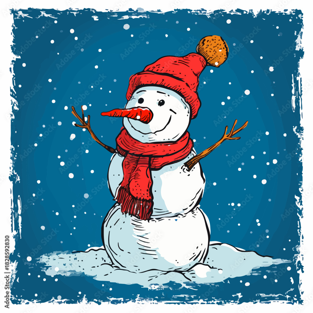 Fototapeta premium snowman doodle, hand drawn vector