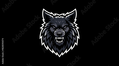 Angry Wolf Head Mascot Logo with Fierce Expression for Gaming or Sports Team