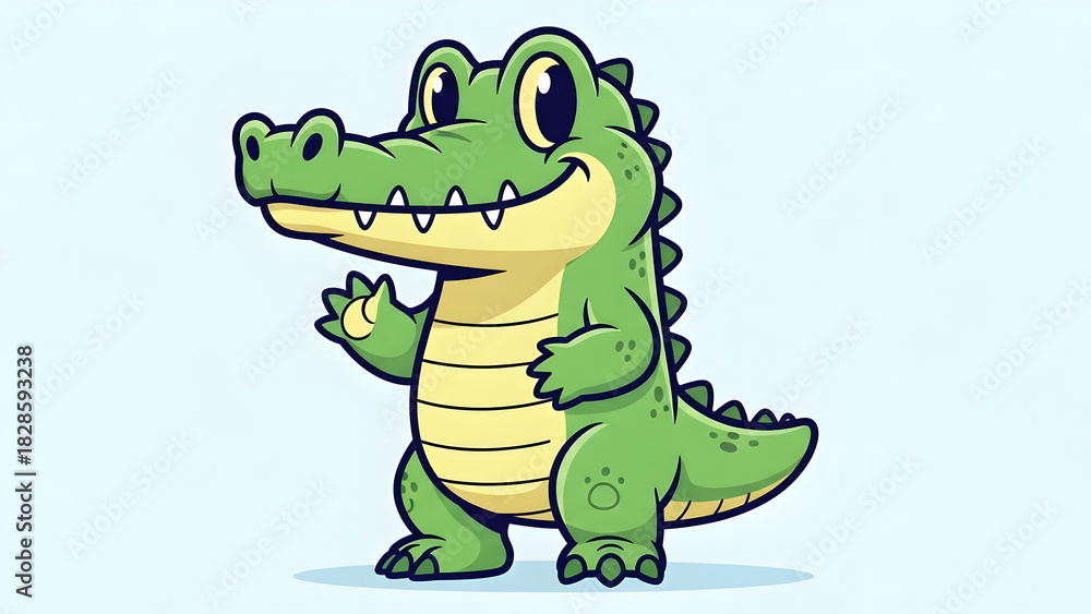 Fototapeta premium Title: “Playful Alligator in a Green Meadow”