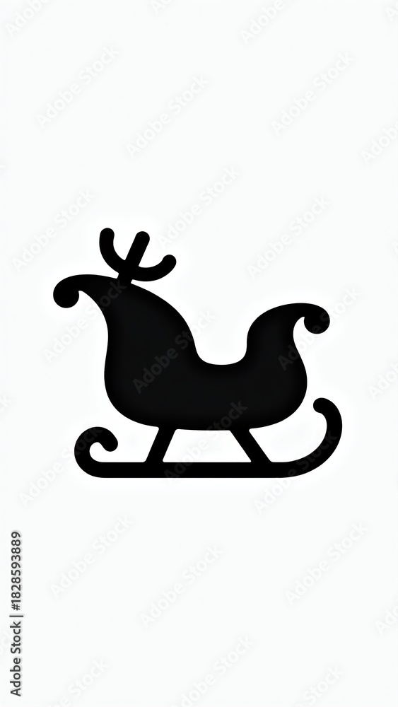 Fototapeta premium Minimalist Christmas reindeer sleigh silhouette for holiday marketing campaigns, corporate branding, and festive digital backgrounds with copy space for text