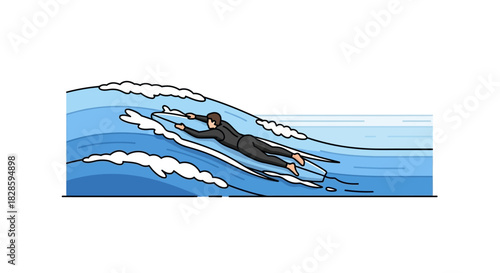 A surfer riding a large wave in the ocean wearing a fullbody suit