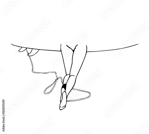 Minimalist surfer girl line art ready for the waves, a summer vibe, a beach lifestyle, ocean adventures, and a love for the sun and sea