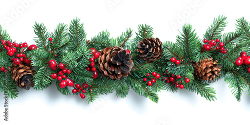 Christmas Decoration Wreath (Pine Branches, Pine Cones, Red Berries) for Festival Decoration & Christmas Theme Event Promotion Materials
