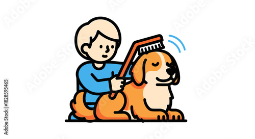 Dedicated owner lovingly grooms their furry dog, illustrating a heartwarming moment of daily pet care, strong bond, and the responsibility of animal companionship