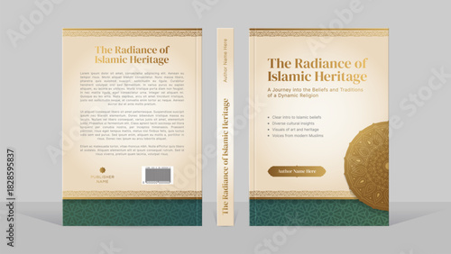 Modern Islamic Book Cover Template in Beige and Gold