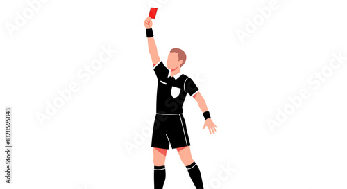 Soccer referee holding up a red card in a sporting event
