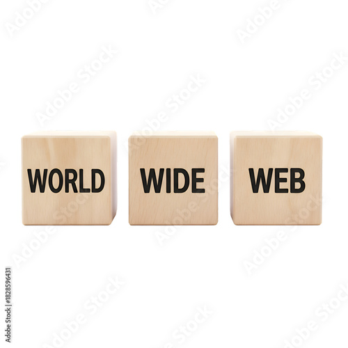 Wooden blocks spelling out world wide web isolated on transparent background