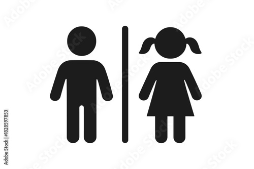 Universal public restroom sign showing male and female gender symbols separated by a line
