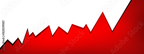 abstract background with red ribbon, gradient red shadow illustration red stock market graph chart showing business growth isolated on white or transparent png