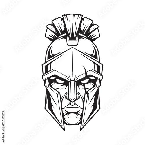 Spartan Warrior Helmet Vector Illustration a Symbol of Ancient History Art