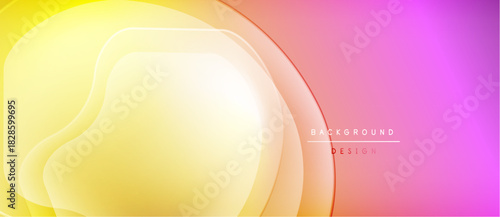 Abstract background features flowing shapes, vibrant yellow, pink hues. Gradient transitions create dynamic visual effect. Modern design element.