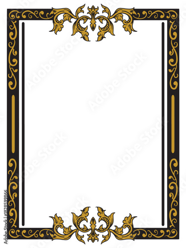 Vertical Gold Ornamental Frame Graphic