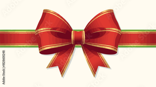 Vector Christmas bow element decoration with flat design, featuring a vibrant and modern aesthetic, bold lines, and a two-dimensional appearance