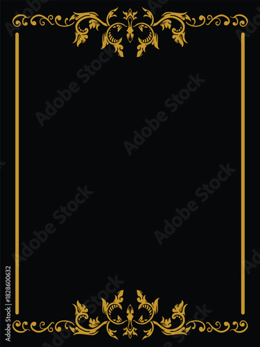 Vertical Gold Vintage Border For Documents