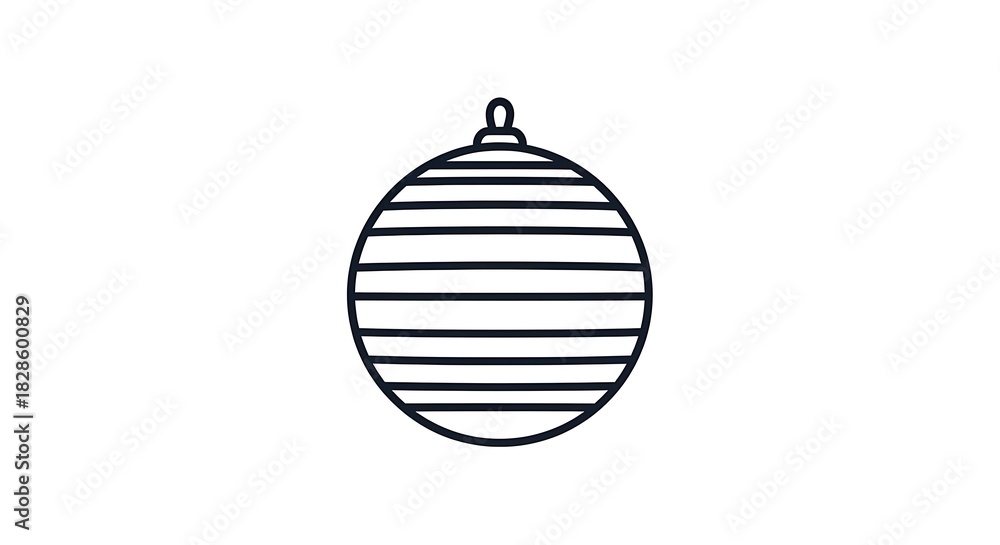 Fototapeta premium Simple black and white Christmas ornament illustration on white background.