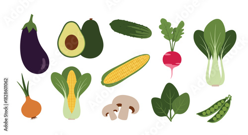 A colorful illustration of various fresh and healthy vegetables, perfect for culinary and wellness themes.