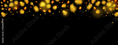 Abstract background with warm bokeh effect. Background for holidays, party, celebrating or festival. Wallpaper with bokeh effect on black background. Glitter and sparkling. Vector illustration. 