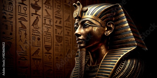 Egyptian pharaoh with golden headdress 