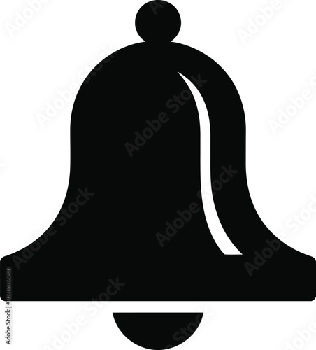 A sleek and minimalist black bell icon, symbolizing essential notifications, alerts, and reminders for modern digital interfaces, web applications, and mobile app design.