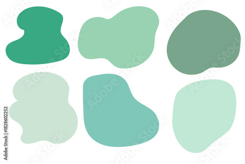 Abstract Organic Shape Set in Green Tones