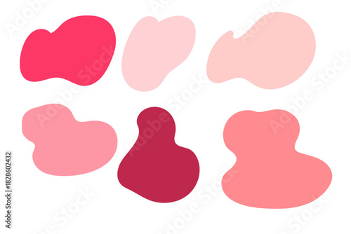 Abstract Organic Shape Set in Pink and Red Tones