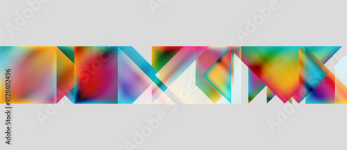 Abstract colorful geometric shapes form vibrant pattern. Bright hues blend, creating dynamic visual experience. Modern design.