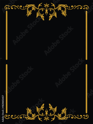 Abstract Gold Line Border With Floral Decor