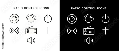 Radio Control Interface Line Icons Set