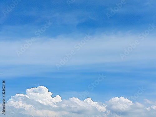 Clear Blue Sky With Soft Layered Clouds Creating A Calm And Open Atmosphere, Perfect For Use As A Natural Background, Relaxing Visual Element, Or Peaceful Scenic Setting In Various Creative Projects