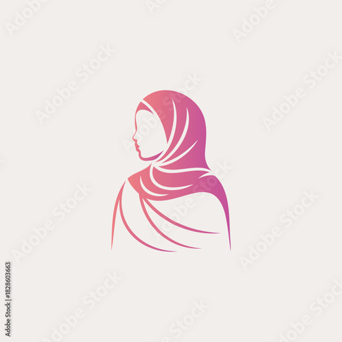 Beautiful muslim woman wearing hijab fashion logo