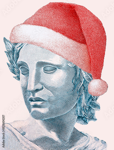 Symbolic Effigy of the Republic, 100 reais banknote with Christmas cap, Christmas promotion, Brazil Christmas discount, 100 reais banknote