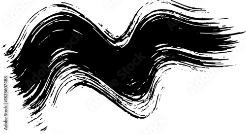 Real Ink Wave Dry Brush Grunge Stroke Illustration.